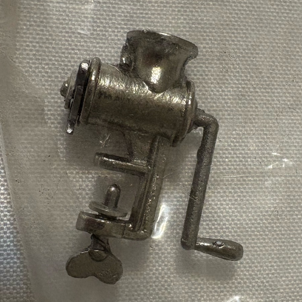 Hello Dolly‎ dollhouse miniature meat grinder designed as a dollhouse accessory